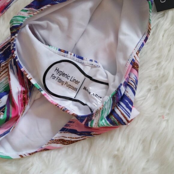 NWT Catherine Malandrino Colorful Bikini Set Size Large Bathing Suit White Pink - Picture 5 of 7